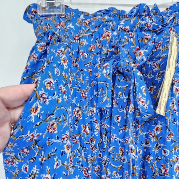 NWT Band of The Free XS Blue Floral Wide Leg Smocked High Waist Palazzo Pants - Picture 6 of 8